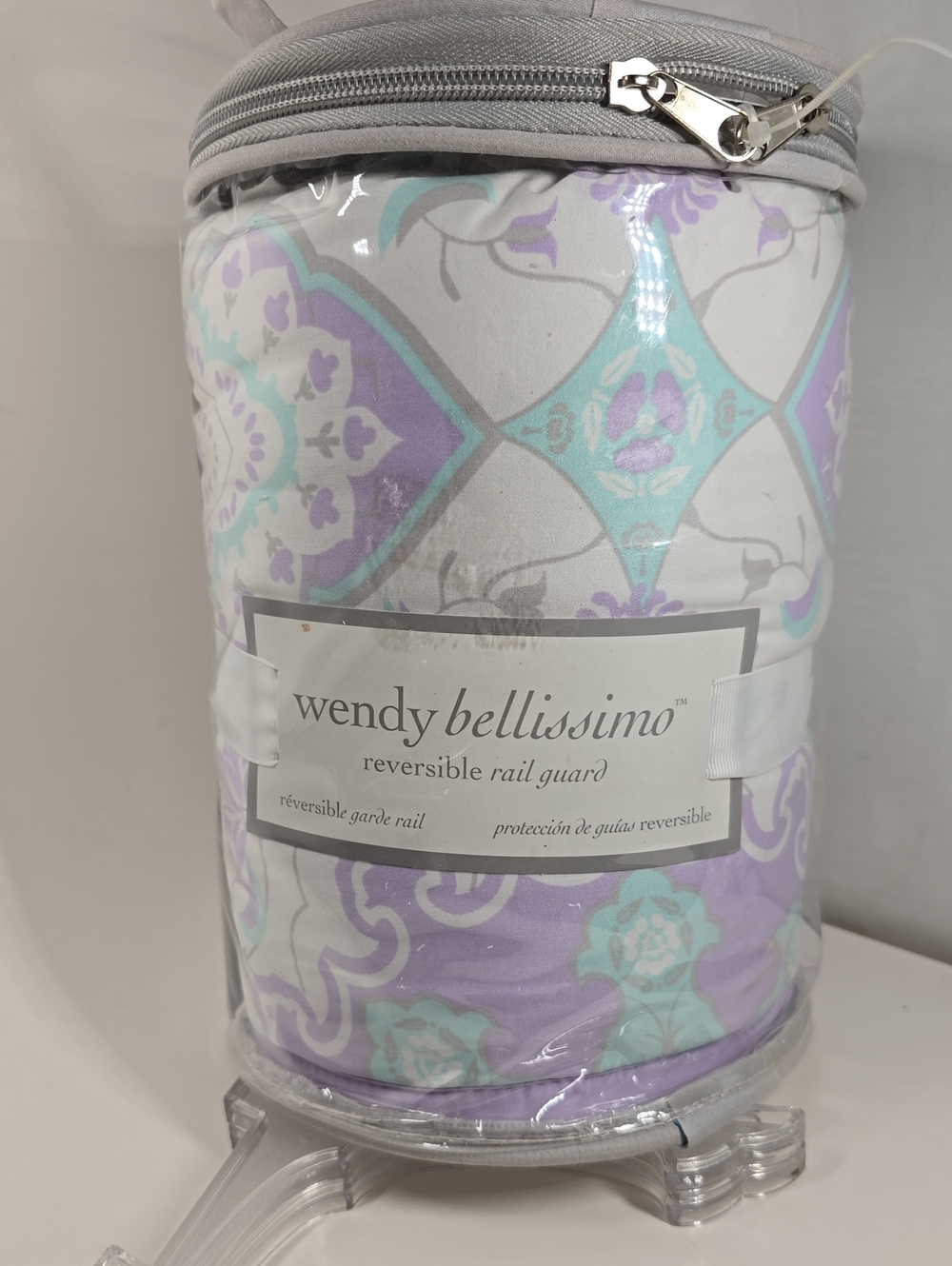 Wendy Bellissimo Lavender and Aqua Reversible Rail Guard 51x18 NWT